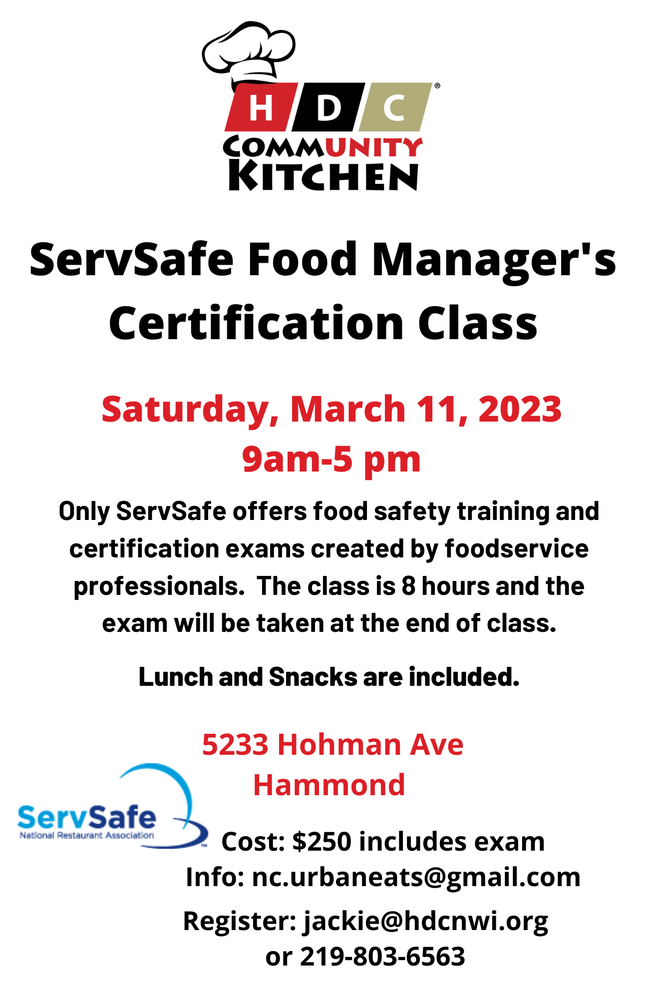 ServSafe Food Manager's Certification Class Flyer